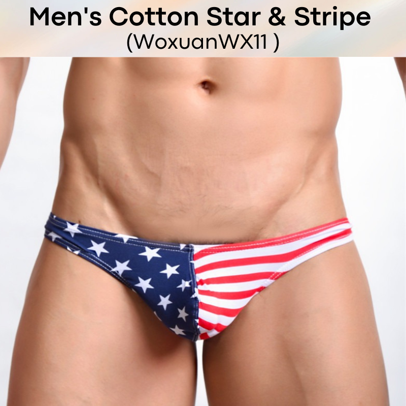 Men's Thong : Stars and Stripes Cotton Thong Underwear (Woxuan WX11)