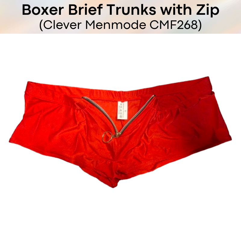 Men's Boxer: Polyester Boxer Brief Trunks with Zip (CMF268)
