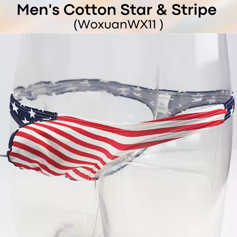 Men's Thong : Stars and Stripes Cotton Thong Underwear (Woxuan WX11)