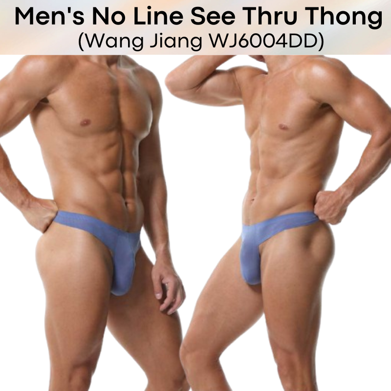Mens Thong: No Line See Thru Polyester Thong Underwear (WJ6004DD)