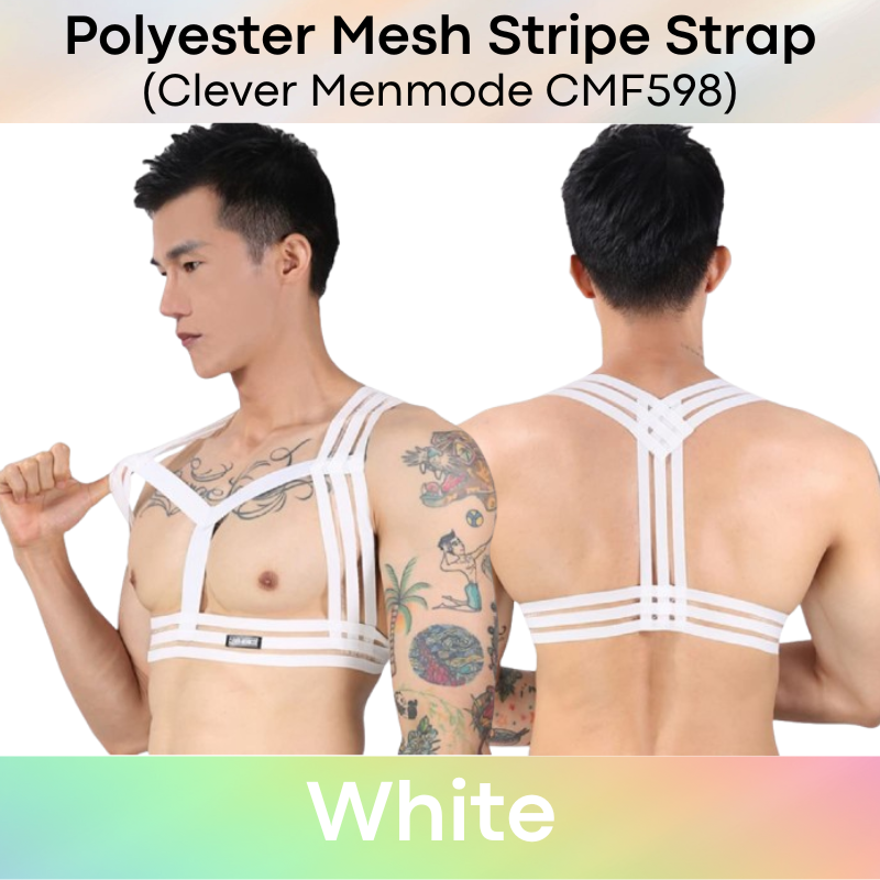 Men's Strap: Polyester Mesh Stripe Harness Chest Strap (CMF598)