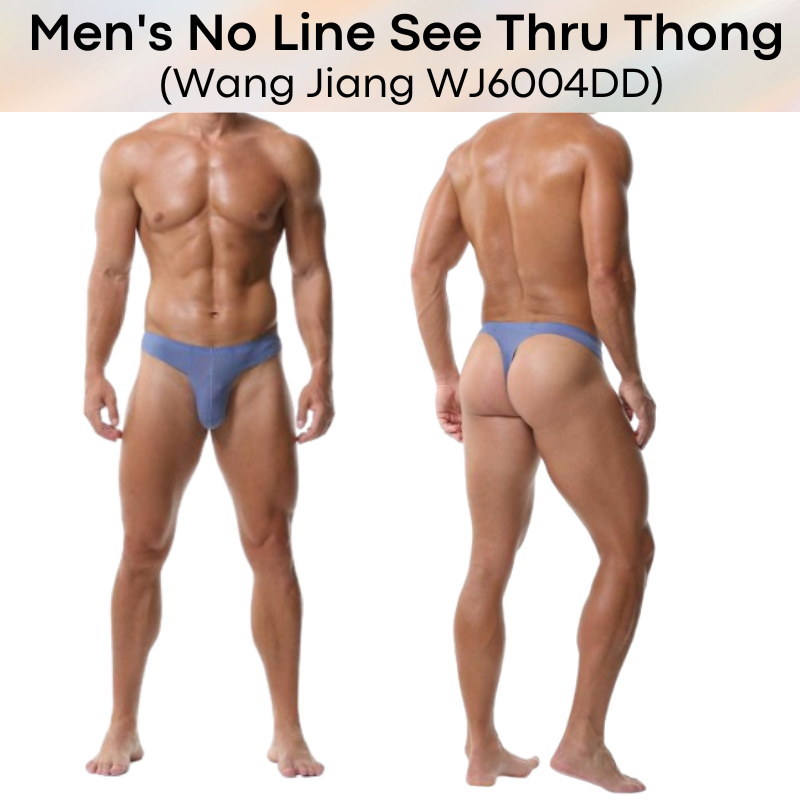 Mens Thong: No Line See Thru Polyester Thong Underwear (WJ6004DD)