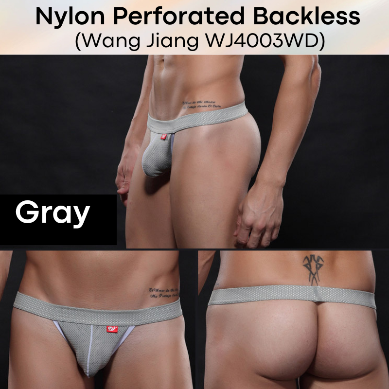 Men's Underwear: Perforated Pouch Only Backless Underwear (WJ4003WD)