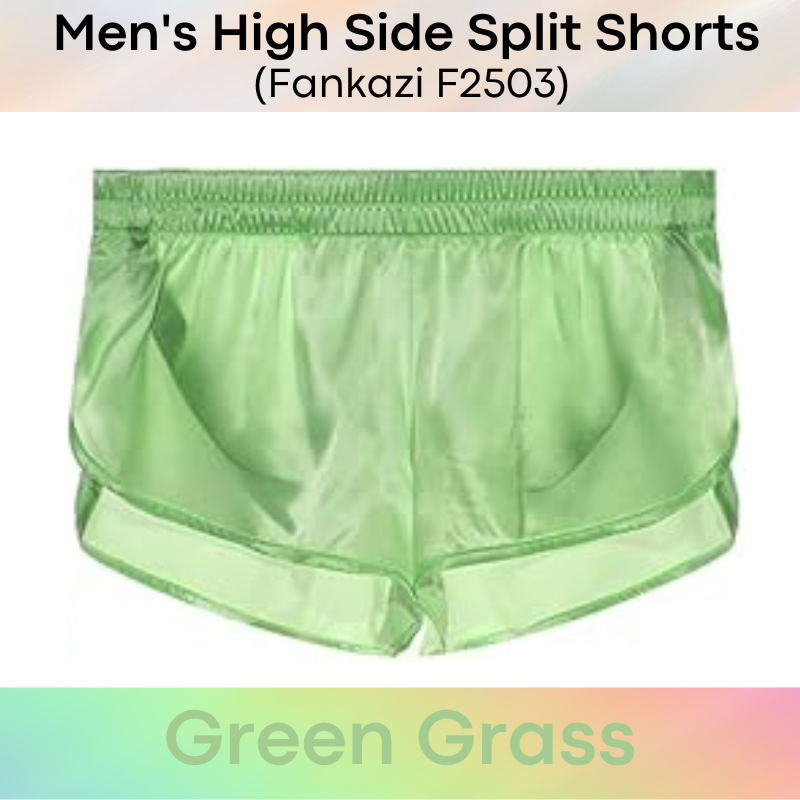 Men's Shorts : High Split Silky Shorts with Inner Jockstrap (Fankazi F2503)