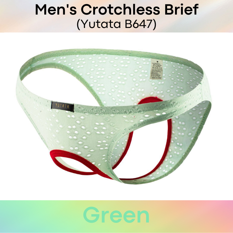 Men's Brief : Crotchless Front/Back Underwear (Yutata B647)