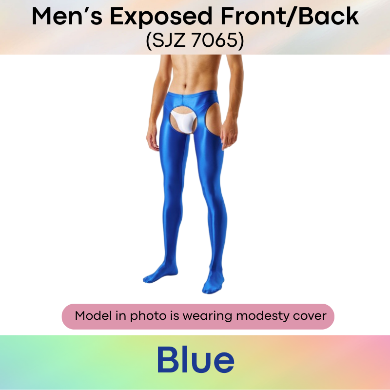 Men's Tights : Smooth and Shiny Semi Translucent, Open Front.Back Lower Body Jumpsuit (SJZ 7065)