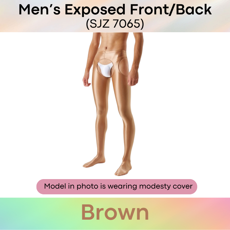 Men's Tights : Smooth and Shiny Semi Translucent, Open Front.Back Lower Body Jumpsuit (SJZ 7065)