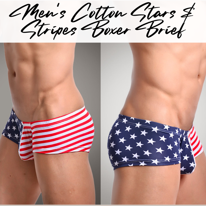 Men's Boxer: Cotton Stars & Stipes Boxer Brief Underwear (WX0011XP)