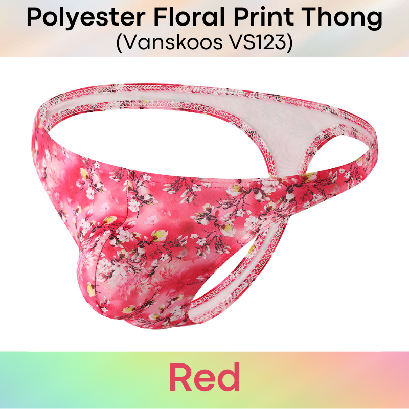 Men's Thong: Polyester Floral Print Thong Underwear (VS123)