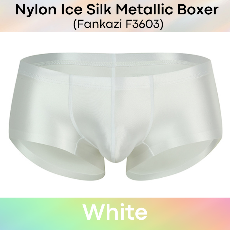 Men's Boxer: Nylon Ice Silk Tight Fit Low Rise Metallic Colour Boxer Brief Underwear (F3603)