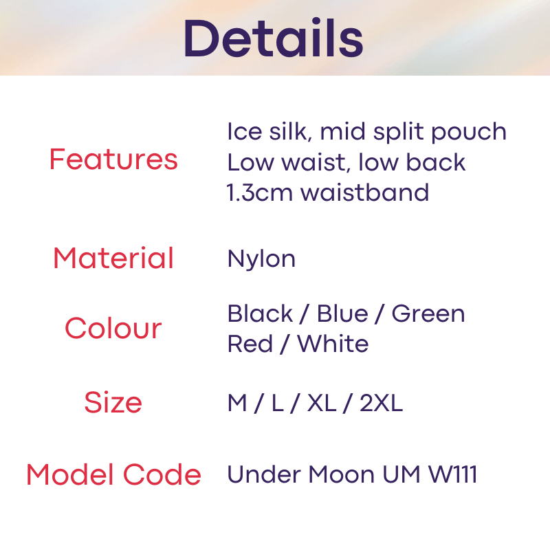 Men's Thong: Nylon Ice Silk Mid Split Pouch Thong Underwear (UMW111)