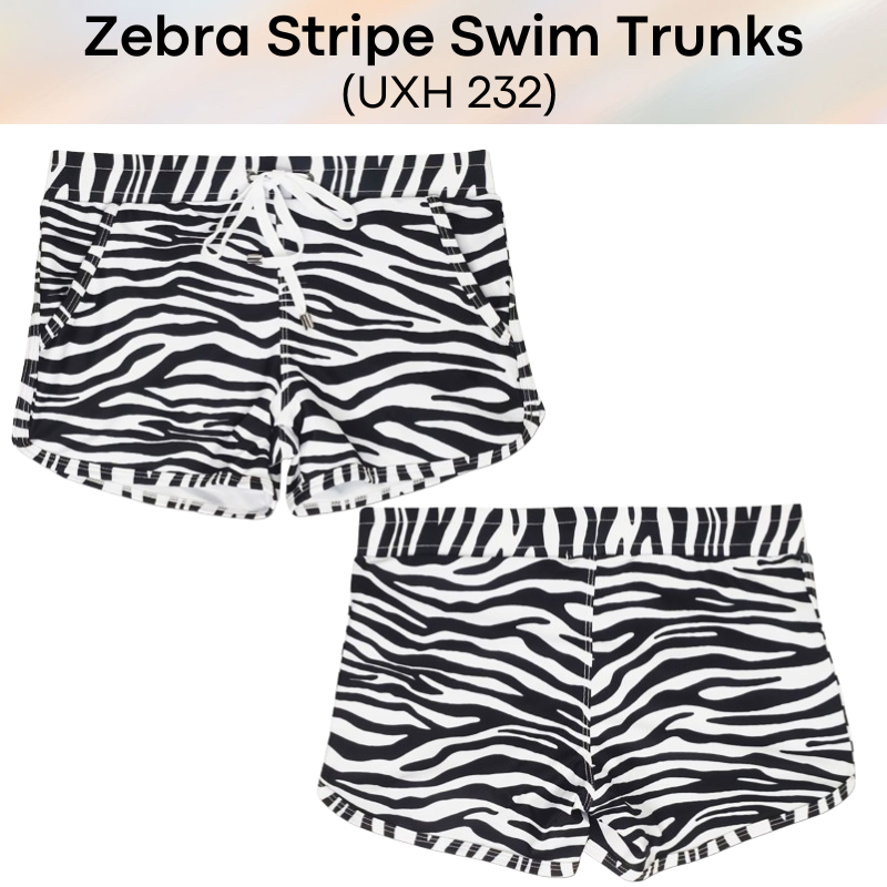 Men's Swimwear: Polyester Zebra Stripe Swimming Boxer Trunks (UXH232)