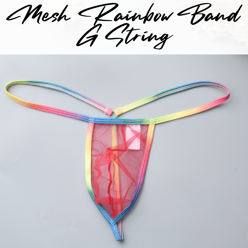 Men's GString: Rainbow Band Mesh GString (B904)