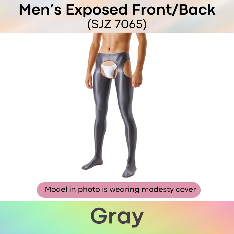 Men's Tights : Smooth and Shiny Semi Translucent, Open Front.Back Lower Body Jumpsuit (SJZ 7065)