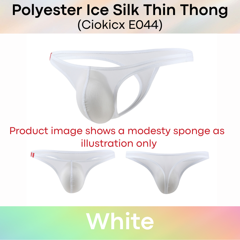 Men's Thong: Polyester Ice Silk Low Waist Thong with 2 Bar Side Stripe (E044)