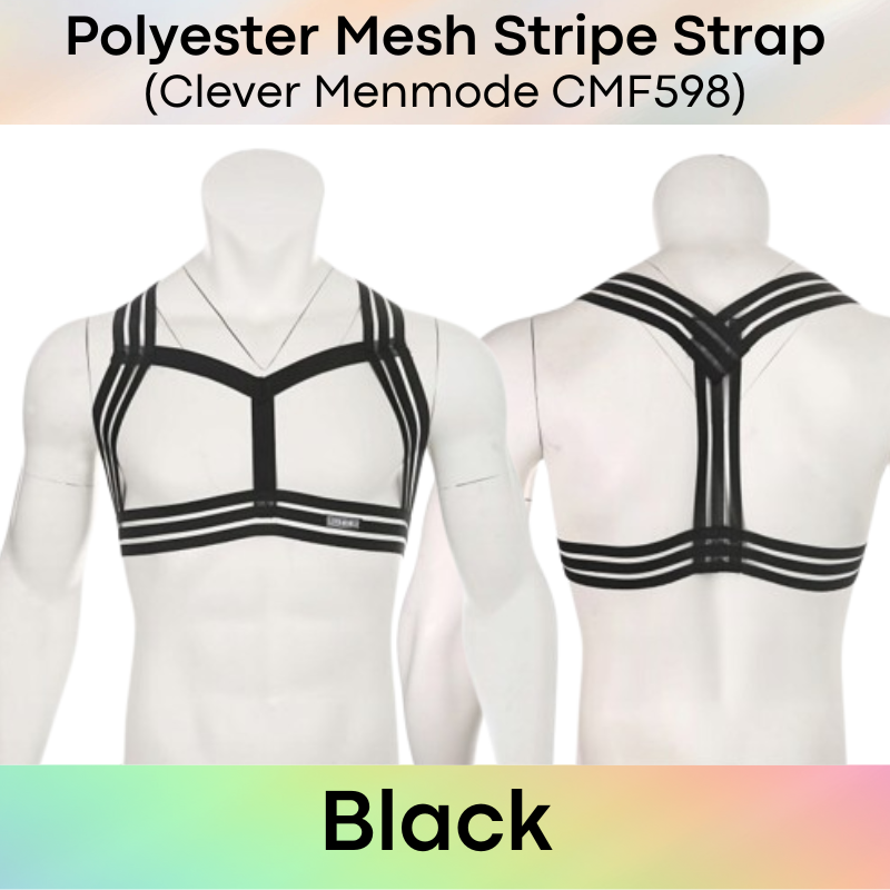Men's Strap: Polyester Mesh Stripe Harness Chest Strap (CMF598)