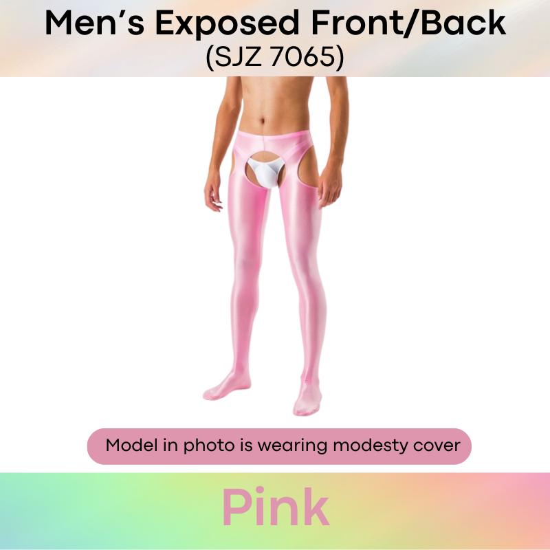 Men's Tights : Smooth and Shiny Semi Translucent, Open Front.Back Lower Body Jumpsuit (SJZ 7065)