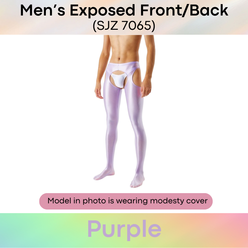 Men's Tights : Smooth and Shiny Semi Translucent, Open Front.Back Lower Body Jumpsuit (SJZ 7065)