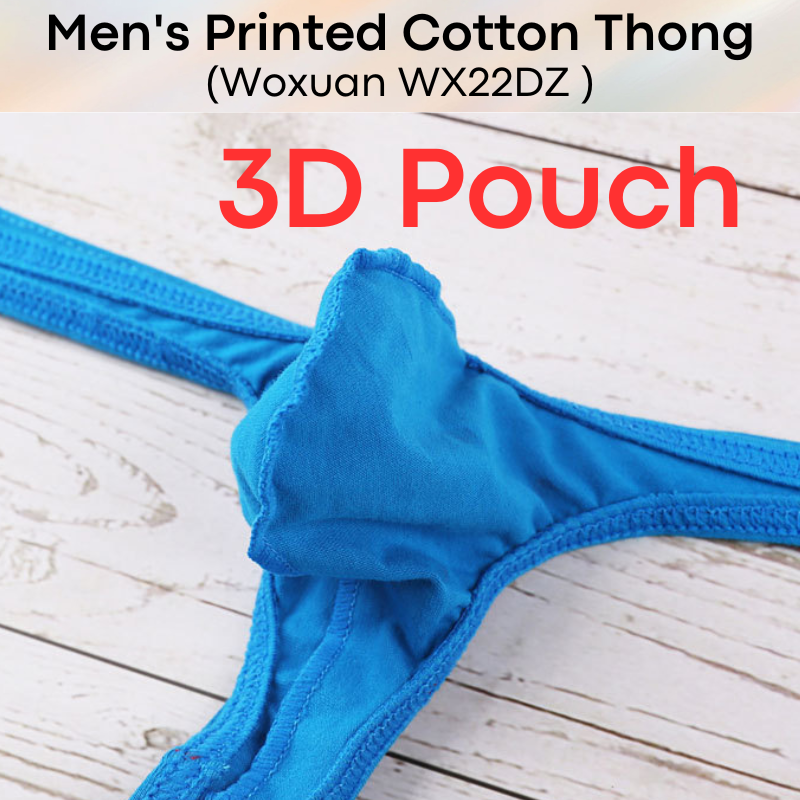 Men's Thong : Star / Dot Print Cotton Thong (Woxuan WX22DZ)