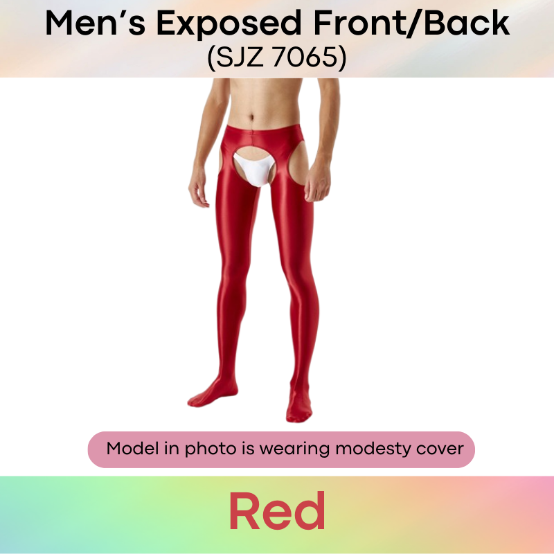 Men's Tights : Smooth and Shiny Semi Translucent, Open Front.Back Lower Body Jumpsuit (SJZ 7065)