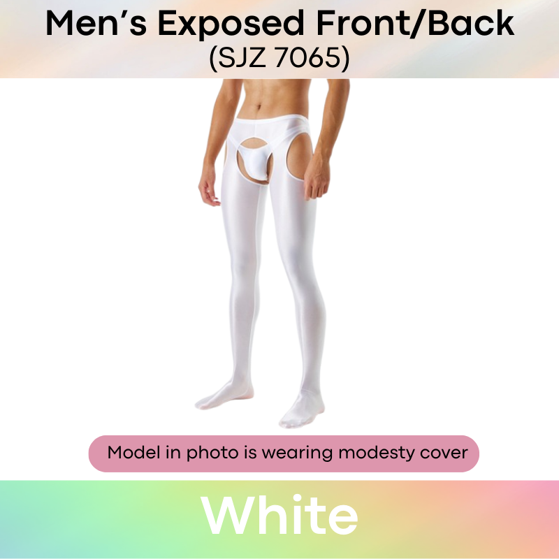 Men's Tights : Smooth and Shiny Semi Translucent, Open Front.Back Lower Body Jumpsuit (SJZ 7065)