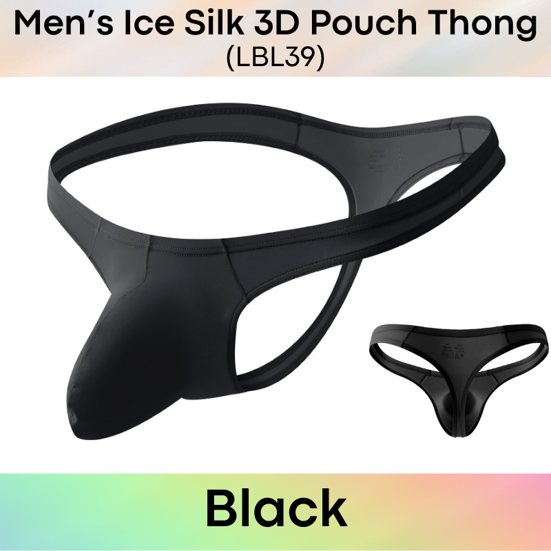 Men's Thong : Nylon Ice Silk Large 3D Pouch (LBL39)