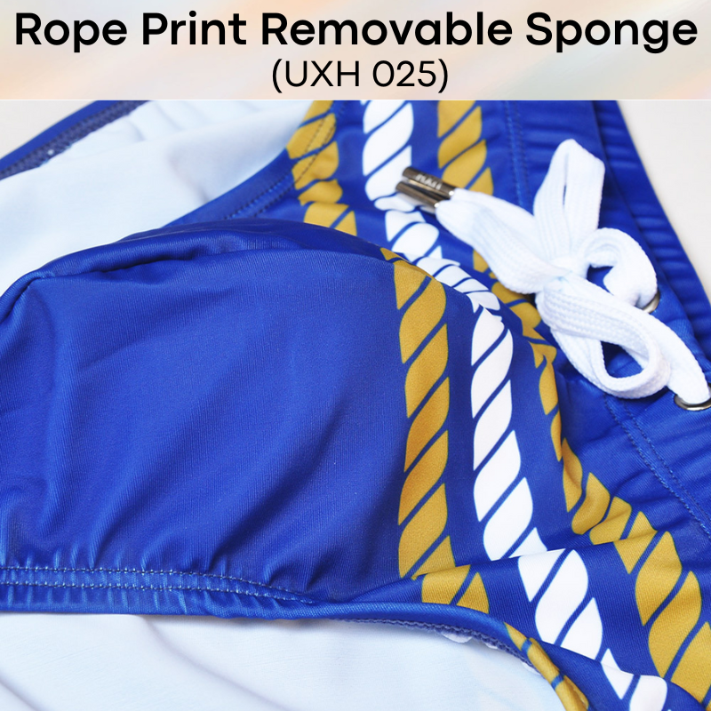 Men's Swimwear: Polyester Rope Print Swimming Brief Trunks with Removable Sponge (UXH025)