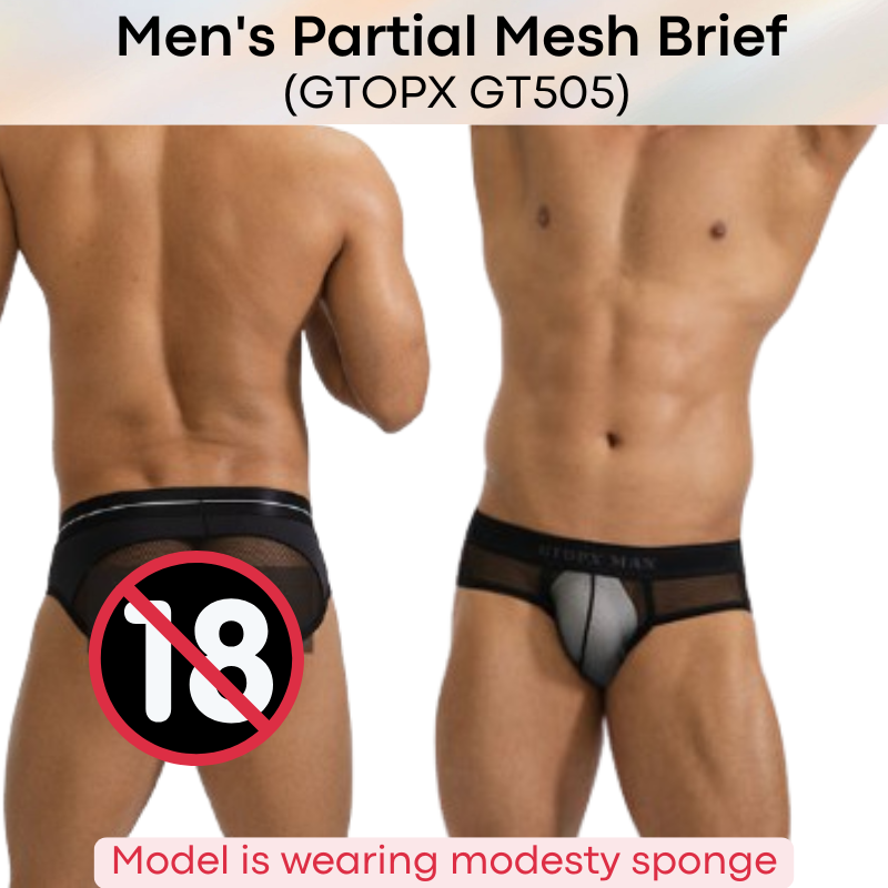 Men's Brief: Partial Cover Partial Mesh Brief (GT505)