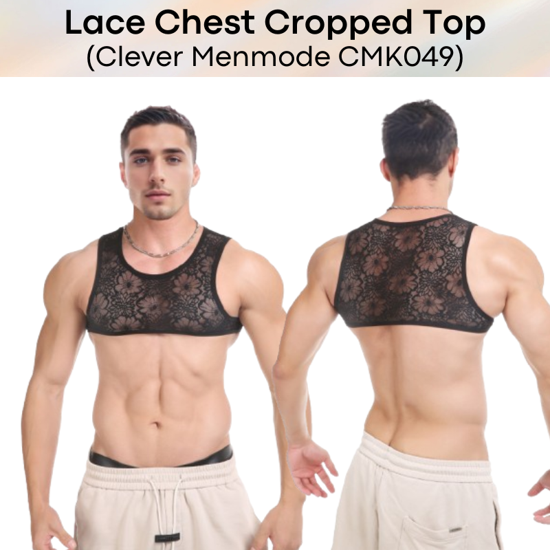 Men's Vest: Polyester Lace Cropped Vest Top (CMK049)