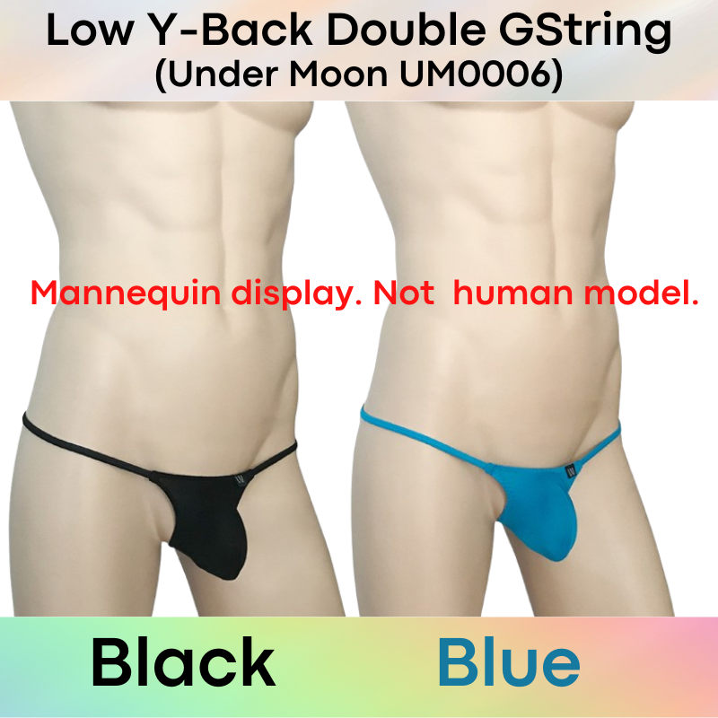 Men's GString: Nylon Low Y-Back with Double GString Underwear (UM0006)