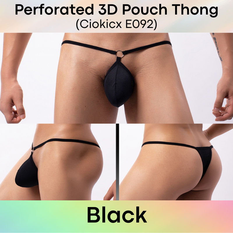 Men's Thong: Polyester Perforated Thong (E092)