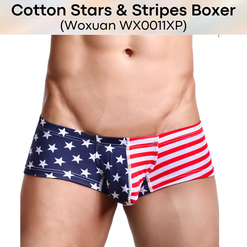 Men's Boxer: Cotton Stars & Stipes Boxer Brief Underwear (WX0011XP)