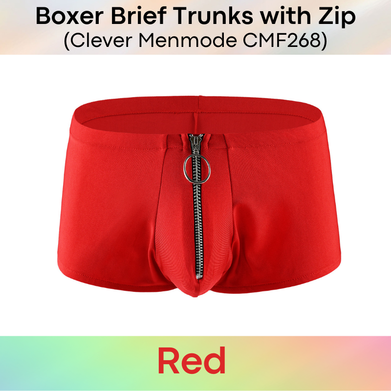 Men's Boxer: Polyester Boxer Brief Trunks with Zip (CMF268)