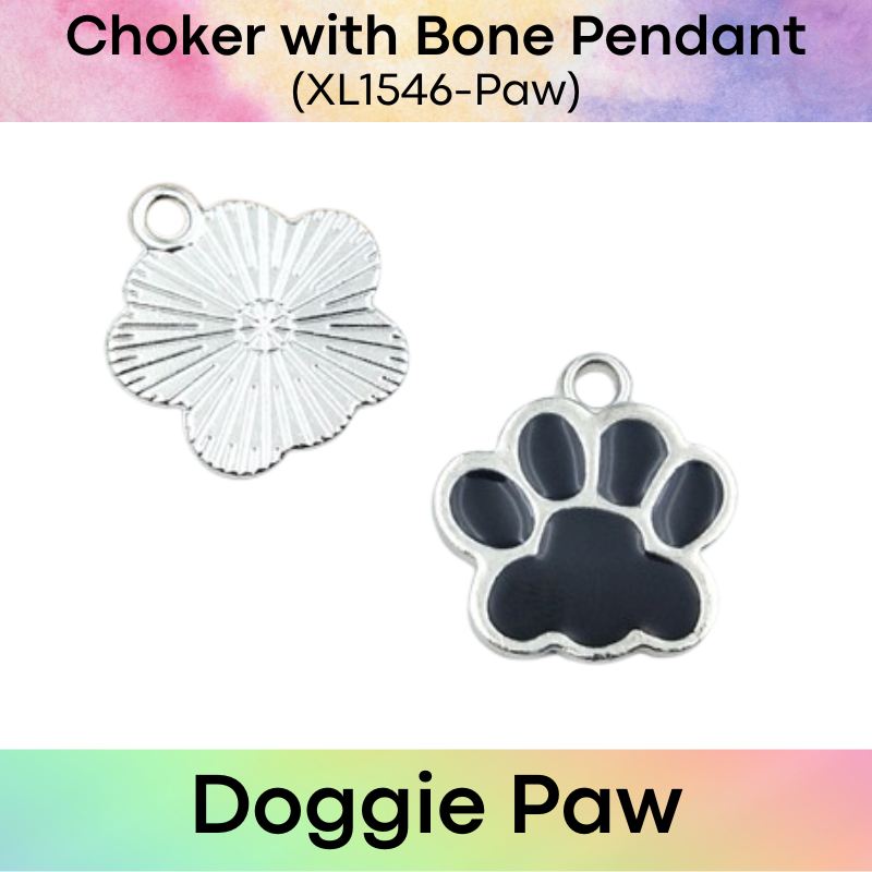 Unisex Choker: PU Choker with Doggie Bone / Doggie Paw Charm for Roleplay (XL1546)