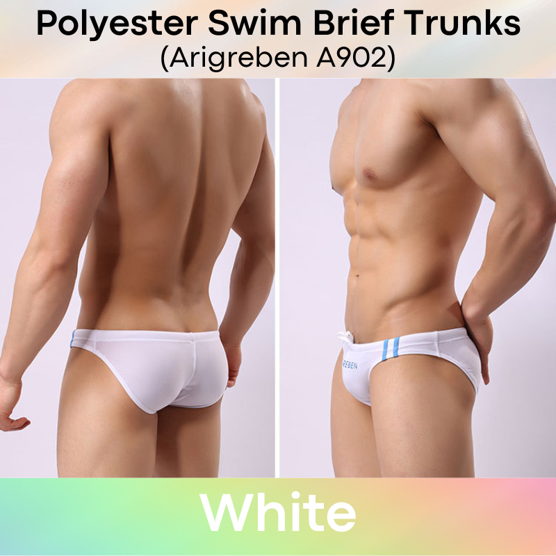 Men's Swimwear: Polyester Swimming Brief Trunks with Drawstring (A902)