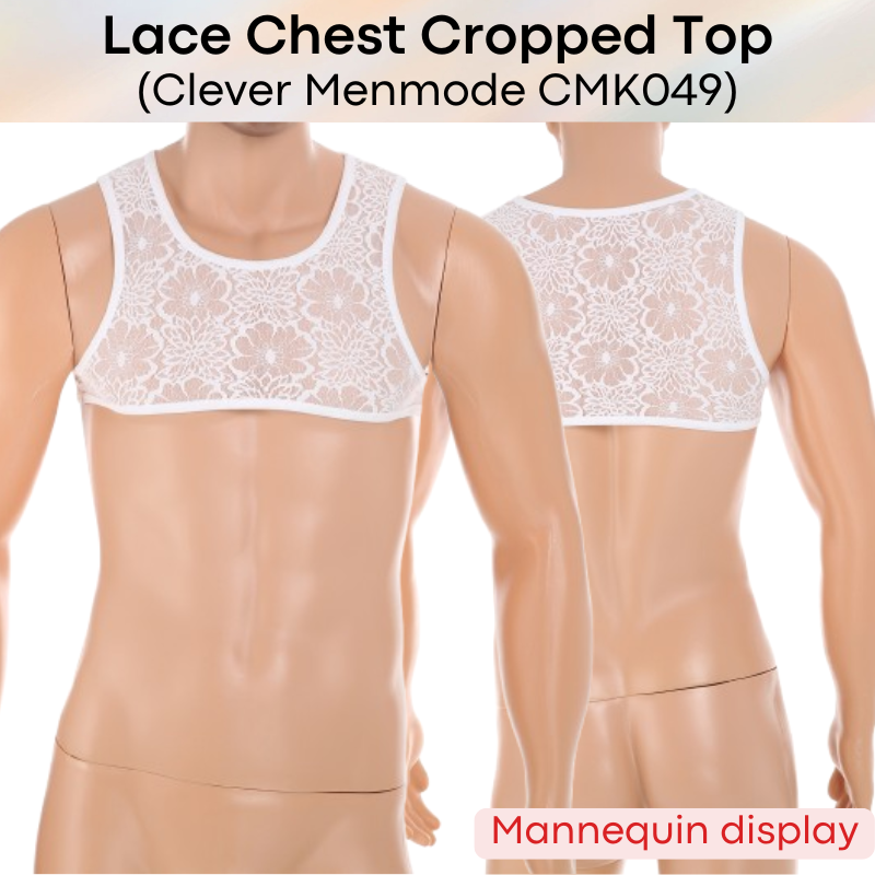 Men's Vest: Polyester Lace Cropped Vest Top (CMK049)