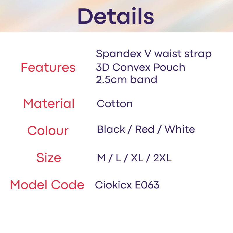 Men's Thong: Cotton High V Hip Strap and Waist Strap Thong Underwear (E603)