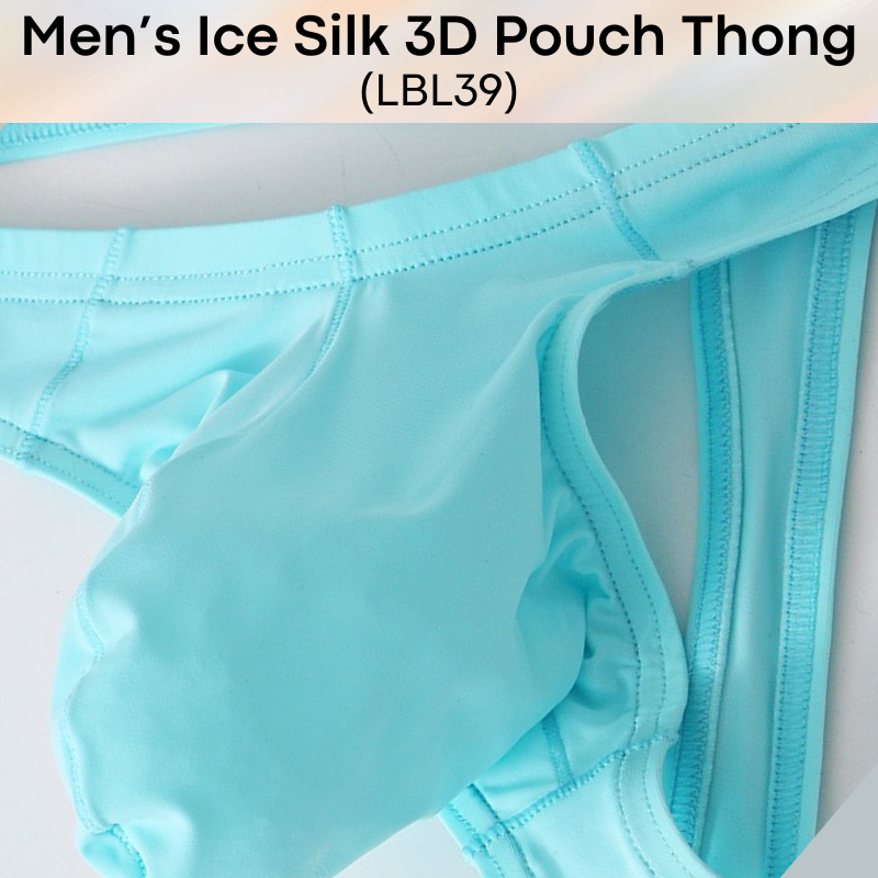 Men's Thong : Nylon Ice Silk Large 3D Pouch (LBL39)