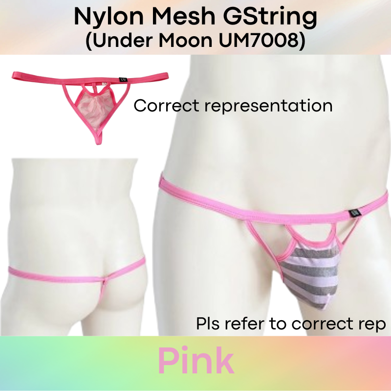 Men's GString: Striped Mesh Pouch GString Underwear (UM7008)