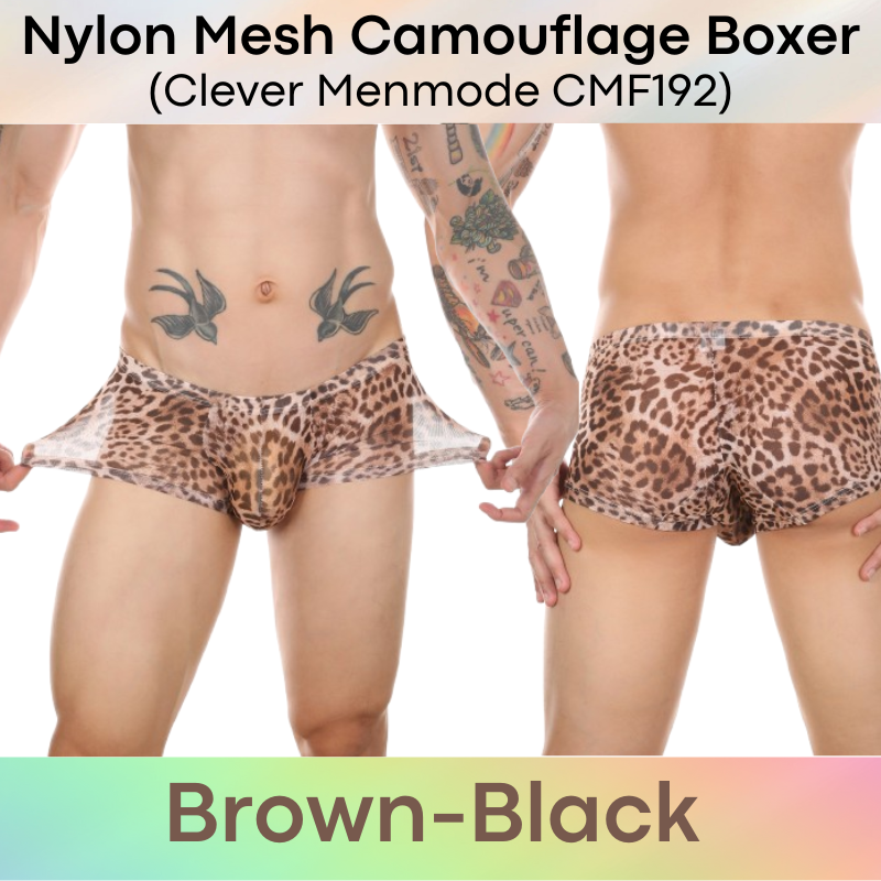Men's Boxer: Nylon Mesh Camouflage Print Boxer Underwear (CMF192)