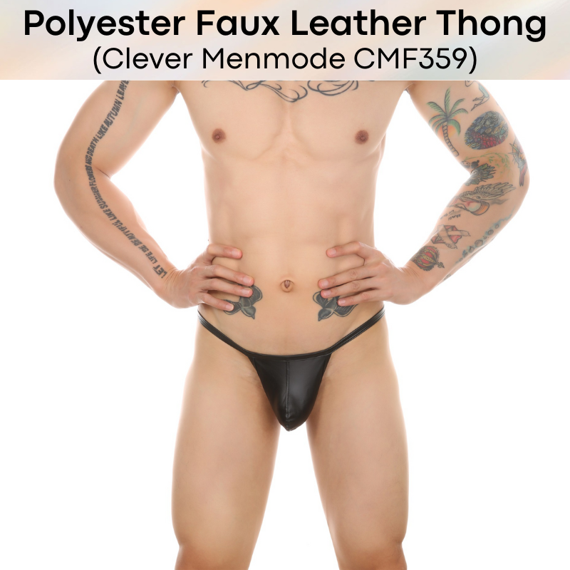 Men's Thong: Polyester Faux Leather Thong (CMF359)