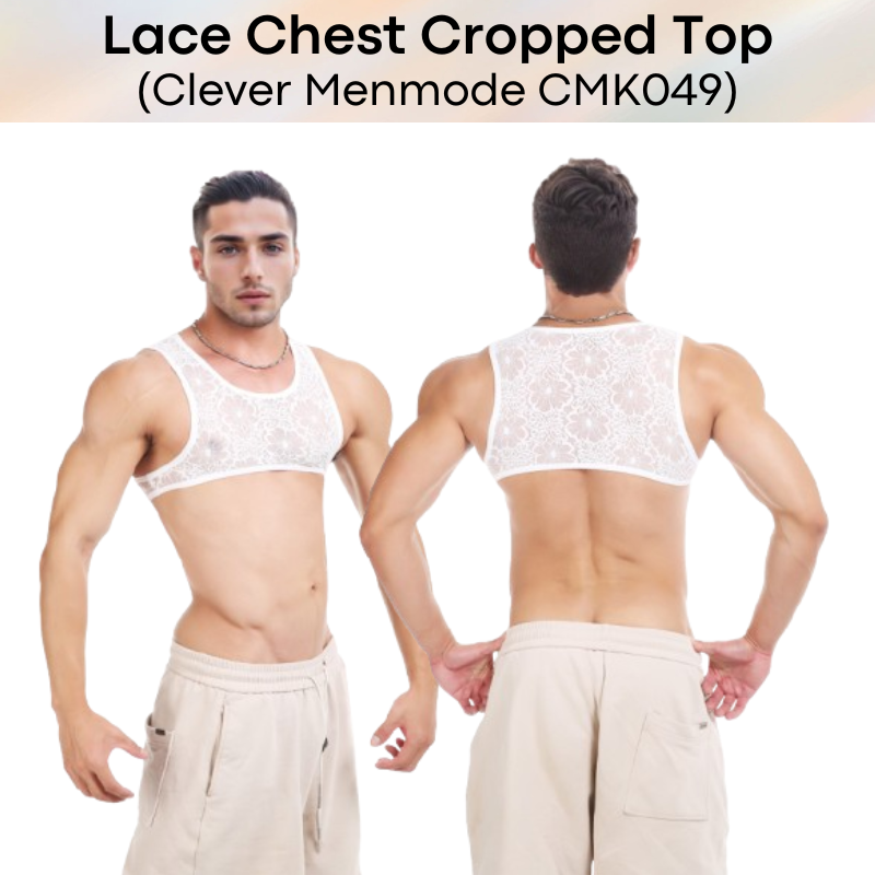 Men's Vest: Polyester Lace Cropped Vest Top (CMK049)