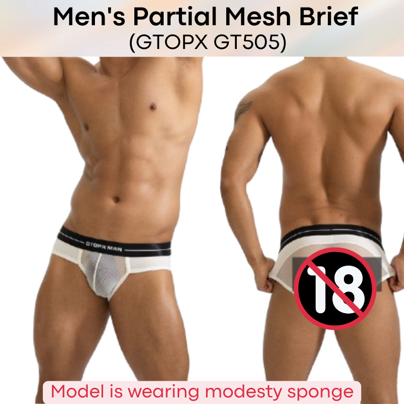 Men's Brief: Partial Cover Partial Mesh Brief (GT505)