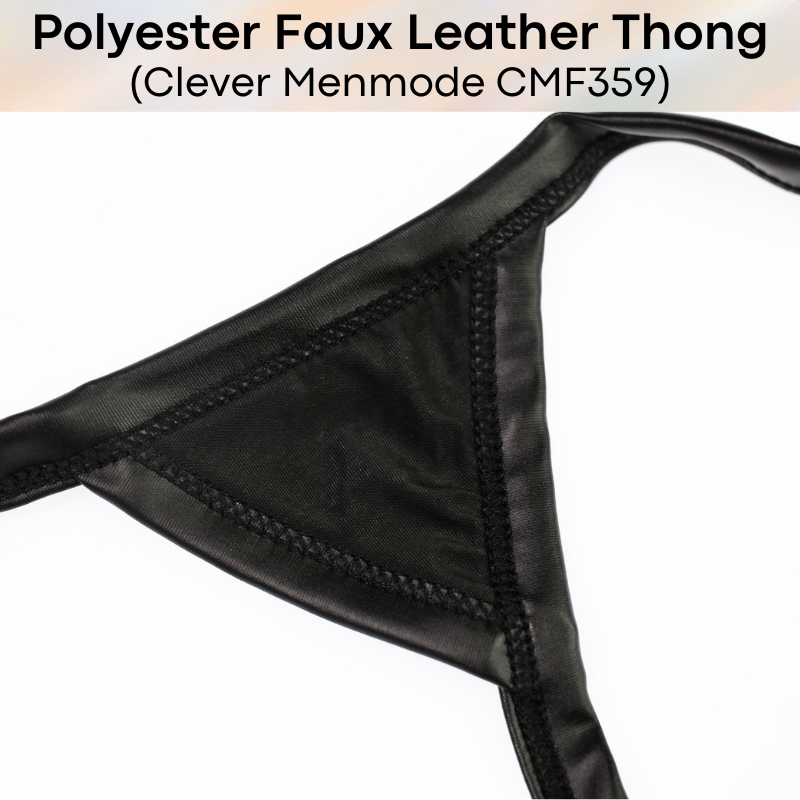Men's Thong: Polyester Faux Leather Thong (CMF359)