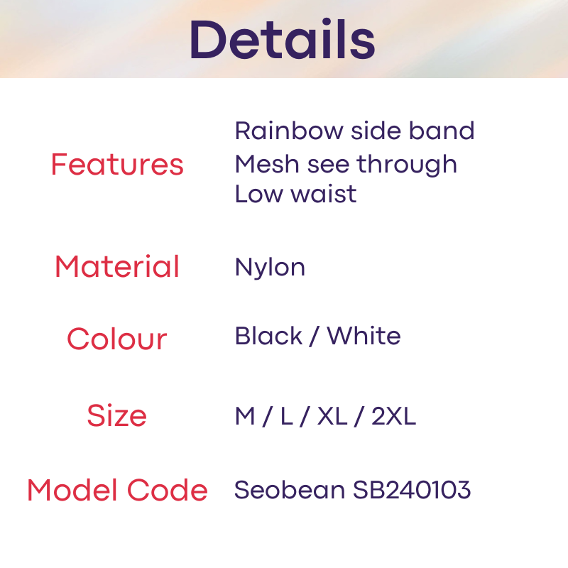 Men's Brief : Mesh Side Rainbow Brief Underwear (Seobean SB240103)