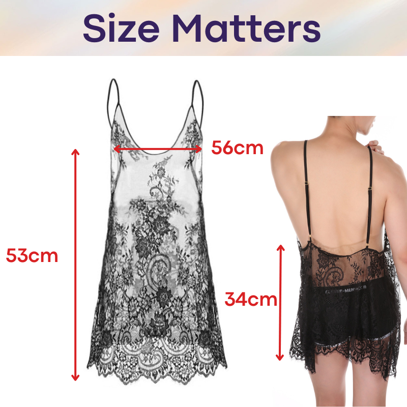 Unisex : Nylon Lace See Through Low Back Adjustable Shoulder Strap Home/Bed Dress (CMK029)