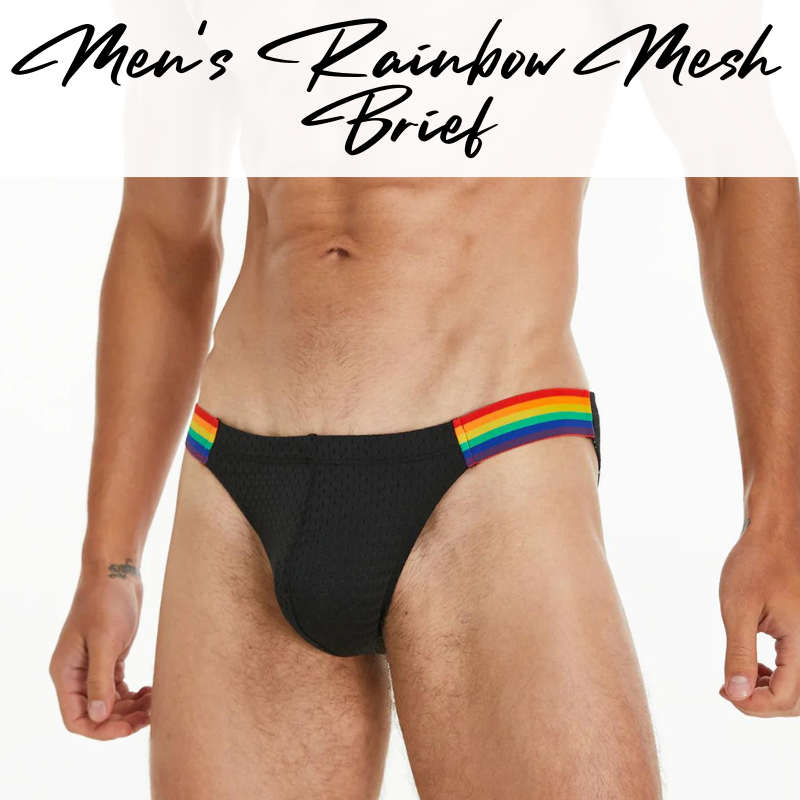 Men's Brief : Mesh Side Rainbow Brief Underwear (Seobean SB240103)
