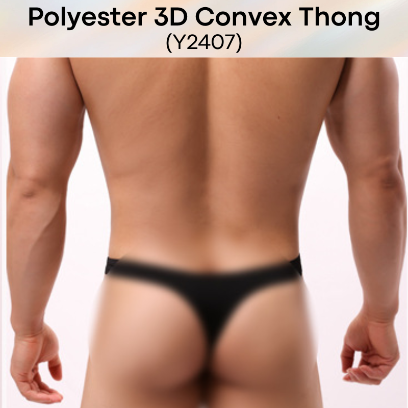 Men's Thong: Polyester 3D Convex Dual Color Tone Thong (Y2407)