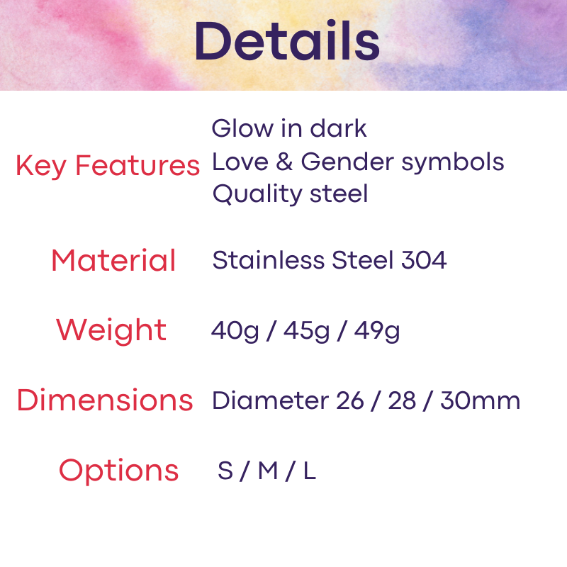 Adult Toy : Glow in the Dark Love 304 Stainless Steel Penis Ring (AL646504754959)