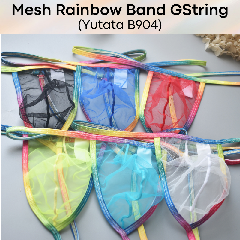 Men's GString: Rainbow Band Mesh GString (B904)